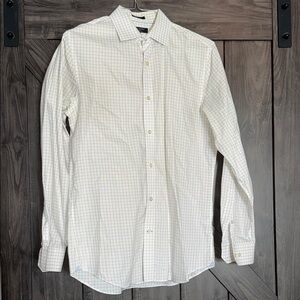 Banana Republic Men's White Checkered Shirt